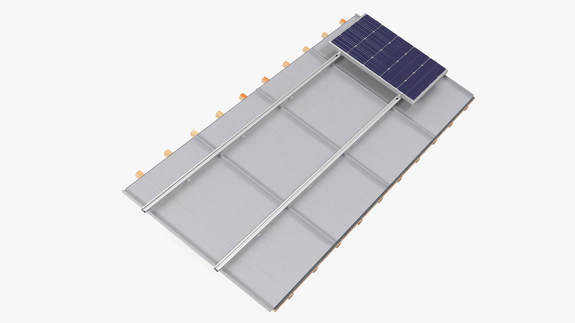 Standing Seam Roof with Solar Panel 3D model preview