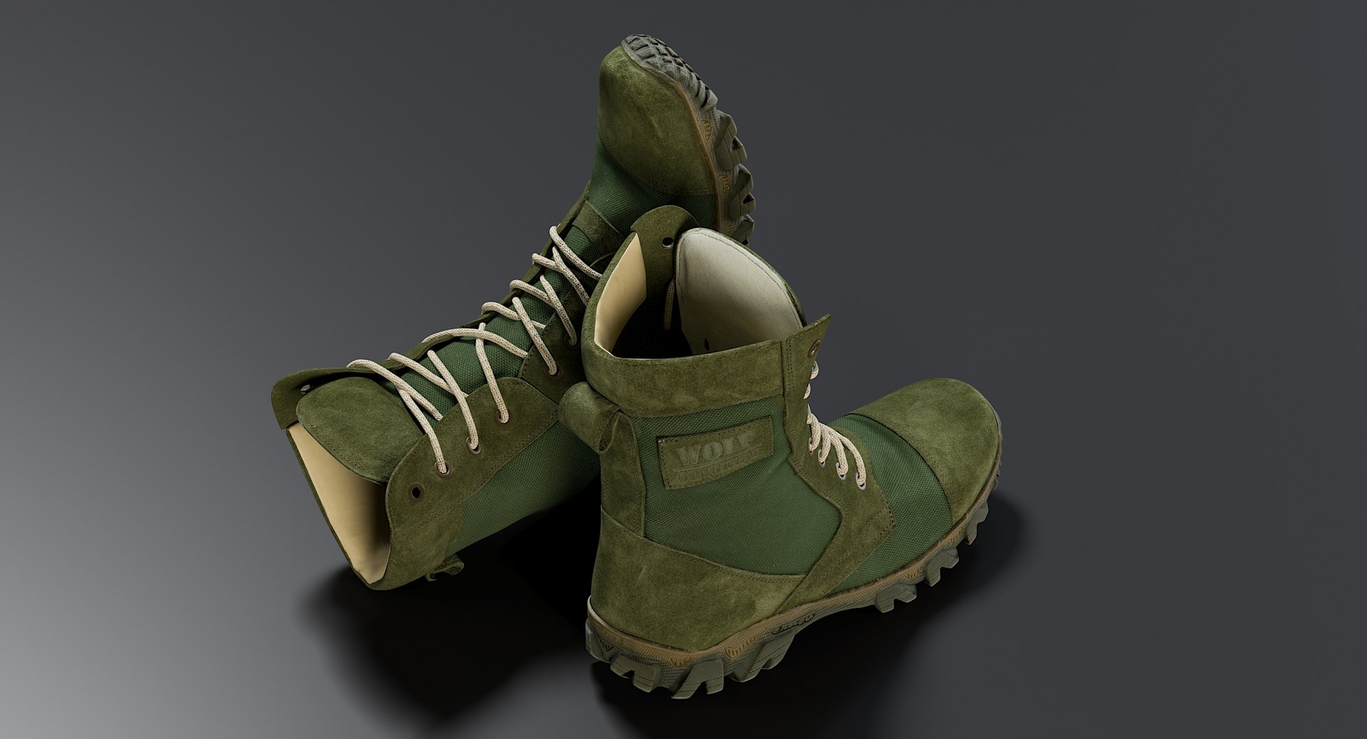 3D realistic military boots green https://p.turbosquid.com/ts-thumb/uV/C37efF/gH1aZ79G/_view08/jpg/1564816798/1920x1080/fit_q87/58c67ca7c86aa3114b748e45692bffea0228b2c1/_view08.jpg