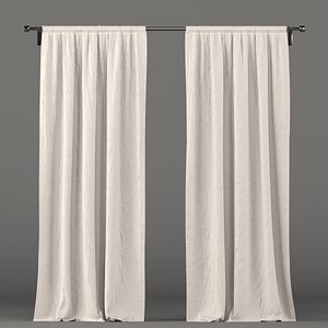 Beige curtains.