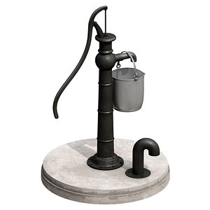3D model Outdoor water column with a bucket
