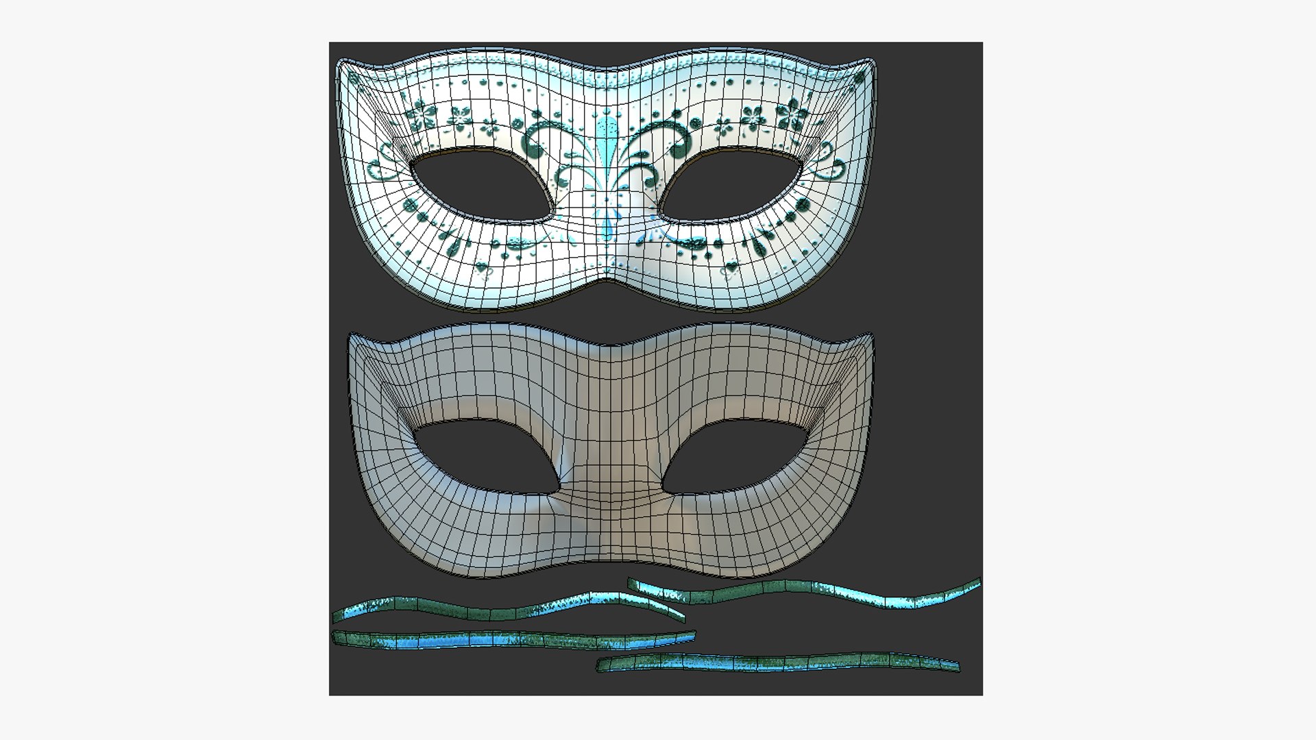 3D model Carnival Mask C10 White Blue - Costume Character Design ...