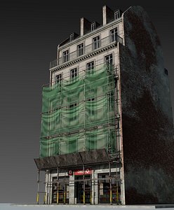 Convenience Store with Scaffolding 3D