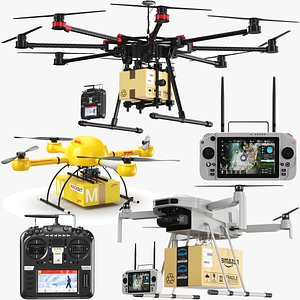 Three Detailed Drones Delivery