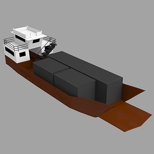 Landing Barge Olympic with Container 3D model