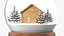 Boule à neige de Noël avec maison à l'intérieur