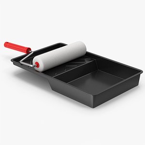 Red Paint Roller And Tray
