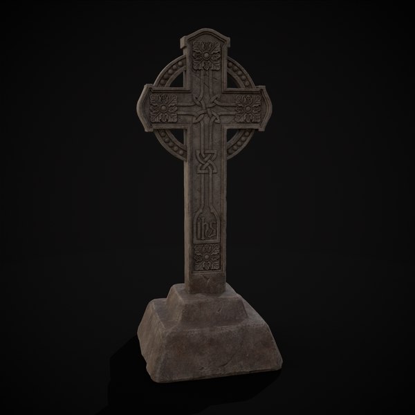 Large Celtic Style Cross Grave Stone 3D model