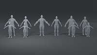 Human Body Base Mesh 10 3D Models Pack