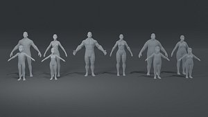 Human Body Base Mesh 10 3D Models Pack