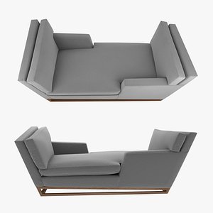 New Contemporary/Modern Handmade Tete-a-tete Sofa, Wool Fabric with Walnut Base