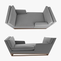 New Contemporary/Modern Handmade Tete-a-tete Sofa, Wool Fabric with Walnut Base