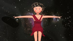 free low poly woman in dress 40