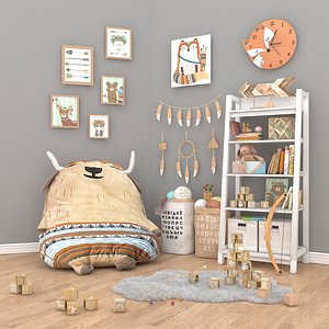 Decorations and toys for childrens room 3D model