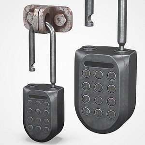 3D model Old Rusted Digital Padlock Open State