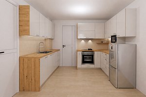 Modern Scandinavian Kitchen Interior  Clean ArchViz Scene 3D model
