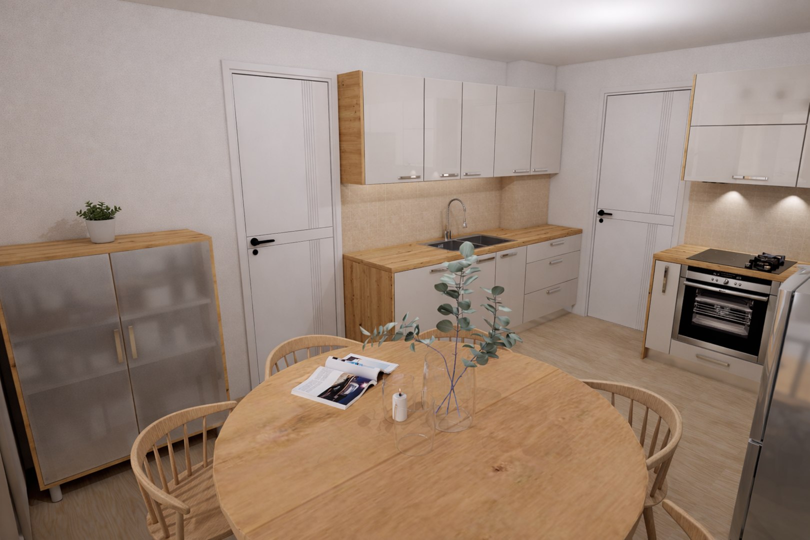 Modern Scandinavian Kitchen Interior Clean ArchViz Scene 3D Model ...