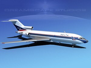 airline boeing 727 727-100 3d max