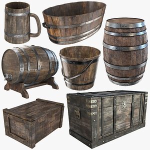 3D Old Wooden Collection , 8K PBR, Textures model