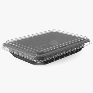Plastic Take Out Container with Lid Black 18x13cm