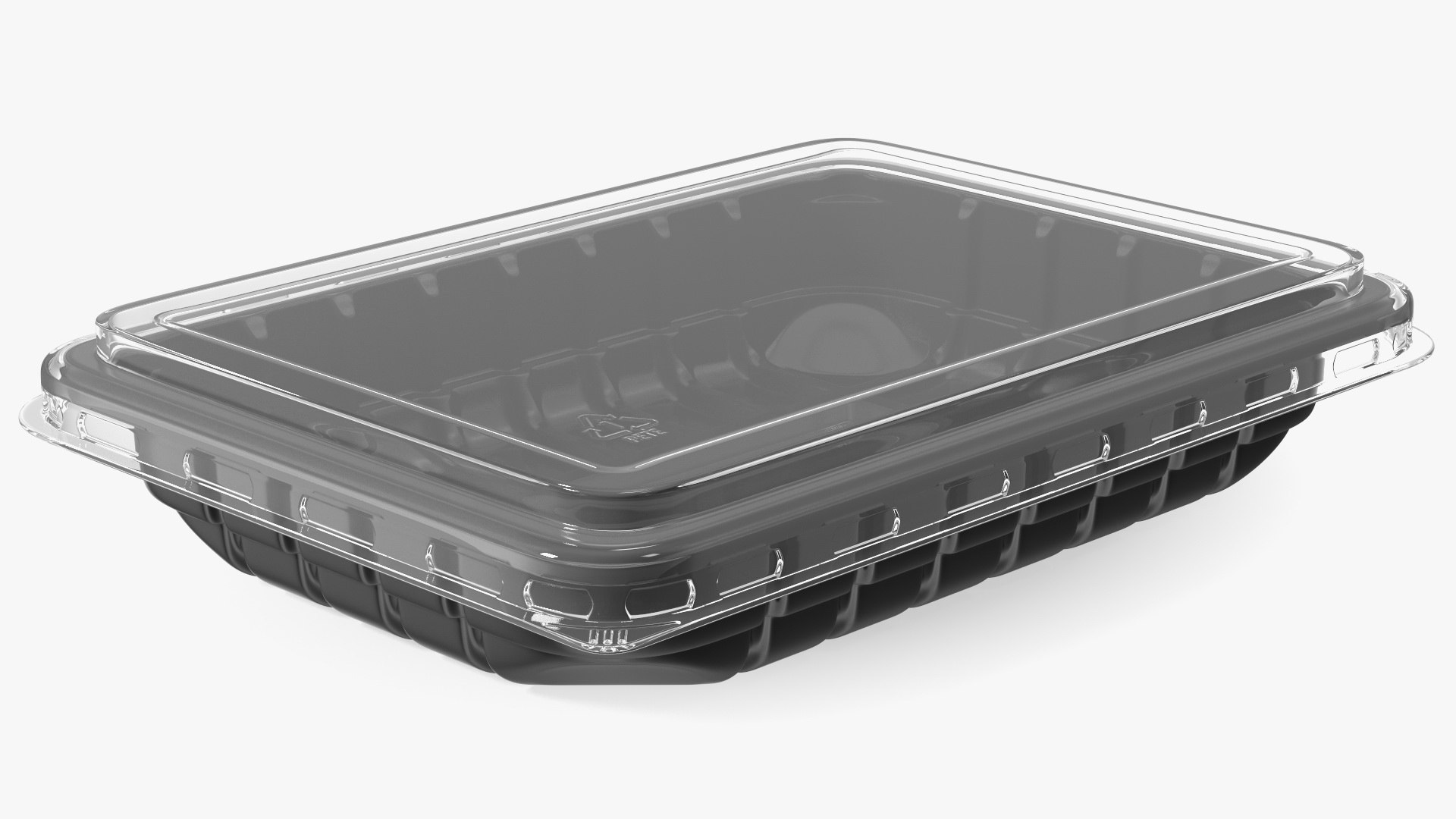 Plastic Take Out Container with Lid Black 18x13cm 3D model preview
