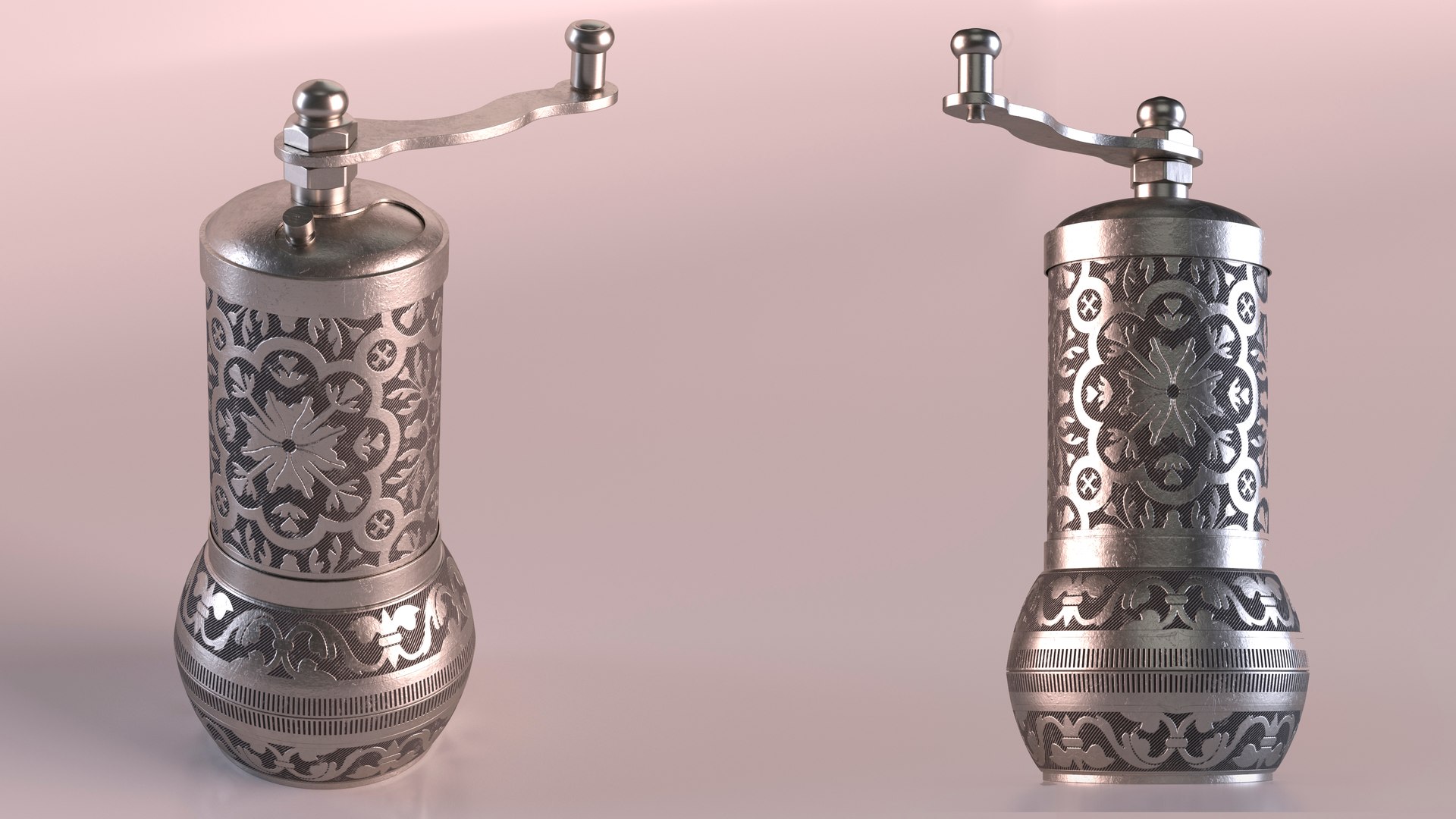 3D model Decorative Vintage Silver Hand Mill - TurboSquid 2134697
