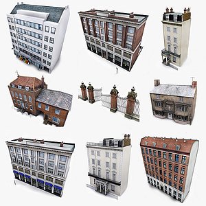 photorealistic european buildings city max