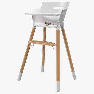 wooden adjustable baby chair 3D model