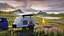 Camping White Trailer Lights On 3D model