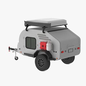 Camping White Trailer Lights On 3D model
