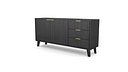 Modern Black Wooden Low Sideboard Cabinet with 3 Drawers