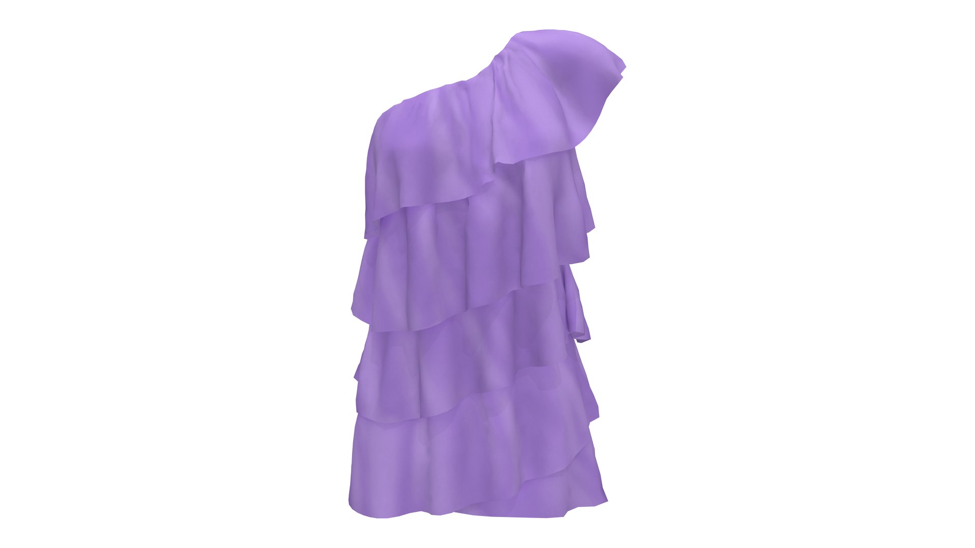 3D Ruffle One Shoulder Mini Dress - TurboSquid 1901108