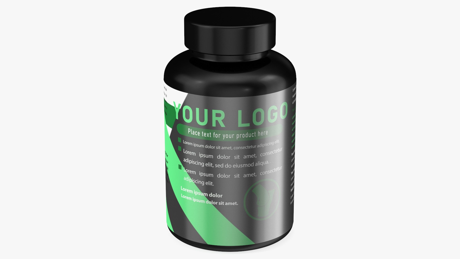 Plastic Jar Mockup Green 3D model preview