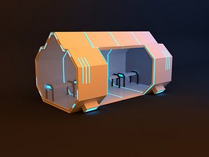 3D Futuristic space scifi bus stop