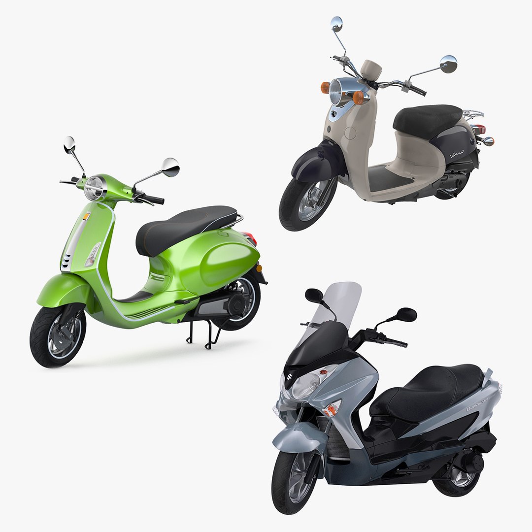 Scooter Motorcycles Rigged Collection 2 3D model preview