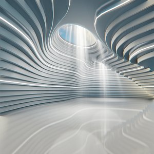 3D model Abstract Concept hall inteiror clear 3D model