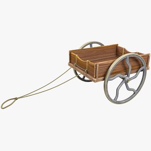 3D old wooden cart