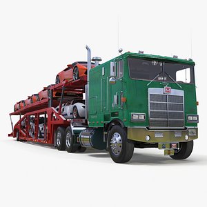 Marmon Truck with Car Carrier Loaded Cars 3D model