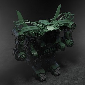 Battle Mecha With Tank Tracks