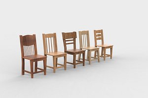 Wooden chairs pack 3D model