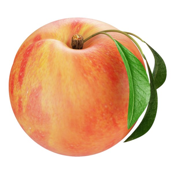 3d peach with leaves