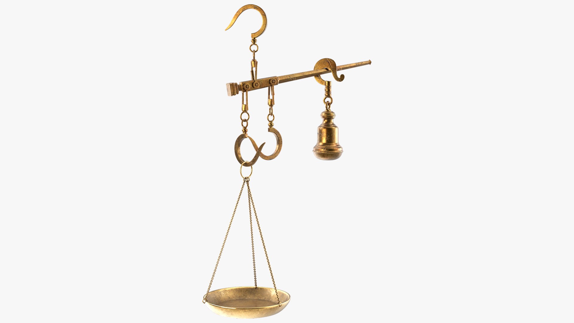 Antique Lever Weighing Scale with Hanging Dish 3D model preview