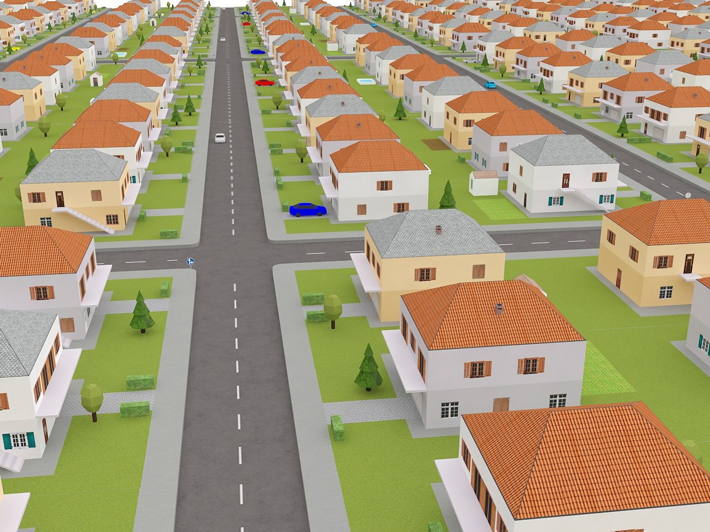 3d Model Of Tileable Suburb Block