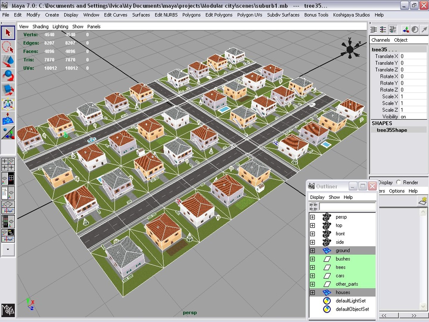 3d Model Of Tileable Suburb Block
