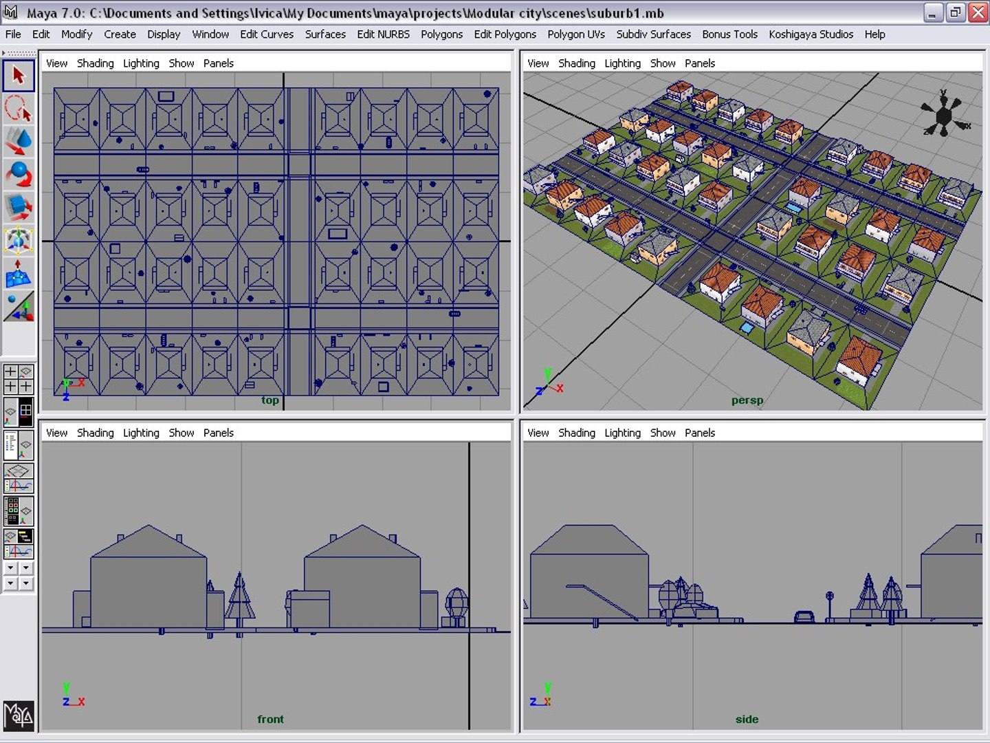 3d Model Of Tileable Suburb Block