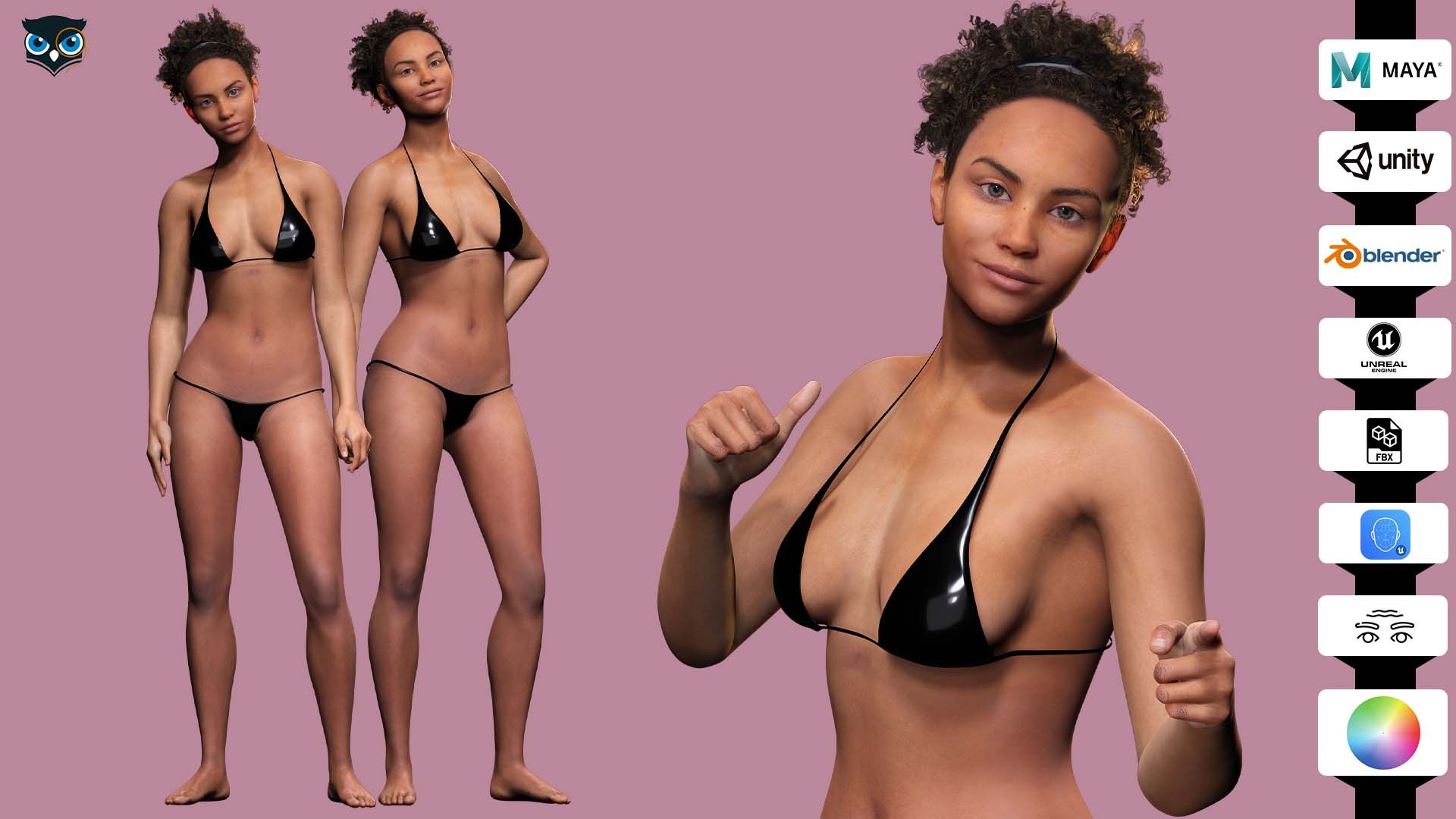 3D Kali - Afro Essence Realistic female model https://p.turbosquid.com/ts-thumb/uY/FJR8Ad/4G/arttemp/jpg/1704894407/1920x1080/fit_q87/1690dd26c9a682df3fedebe826d3812b50acf264/arttemp.jpg