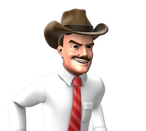 Rigged Cartoon Male Cowboy