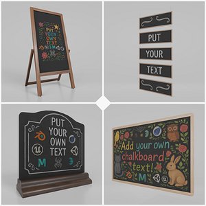 Heritage Style Signage Collection - Customizable Chalkboards 3D