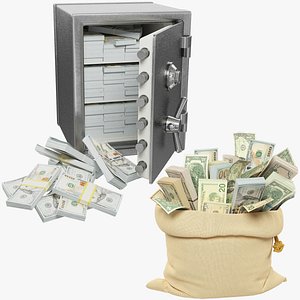 Safe and Money Bag Collection V2 3D model