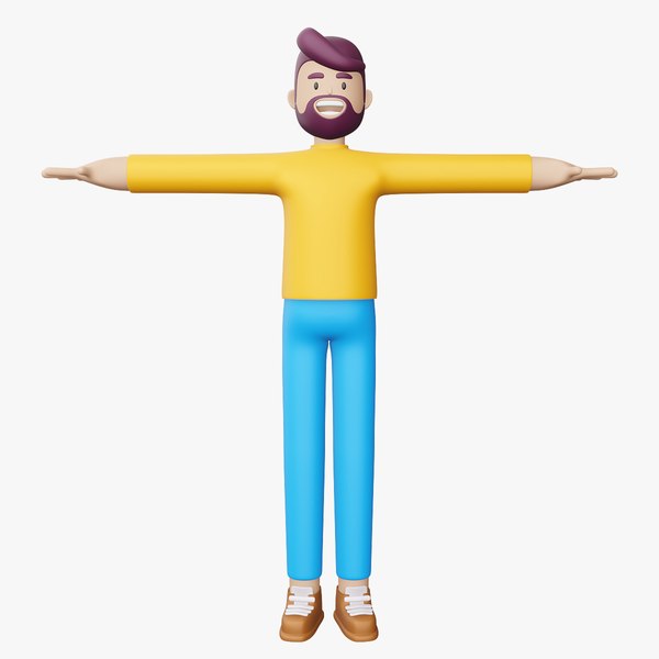 3D Happy Man Cartoon Charector. 3D model