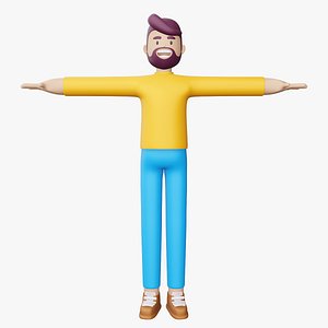 3D Happy Man Cartoon Charector.